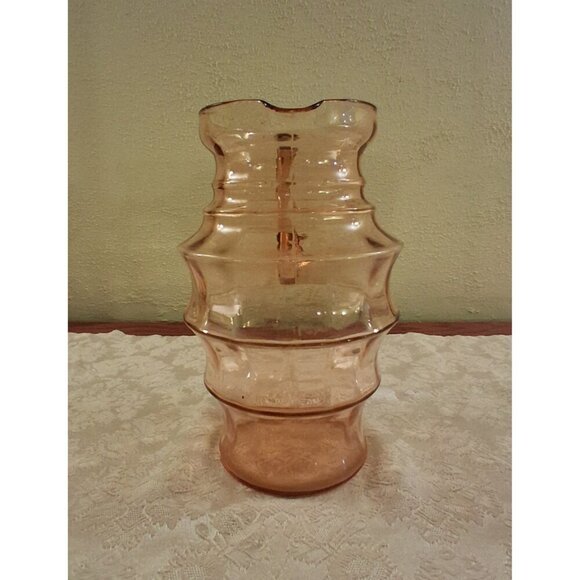 Antique Pink Pitcher Horizonal Ribbed Depression Glass Large Ice Tea / Beverage - Picture 4 of 6